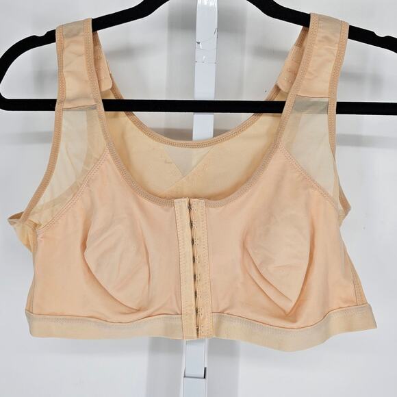 Womens Sz 4XL Front Clasp Minimizer Bra Full Coverage Beige - Picture 1 of 4